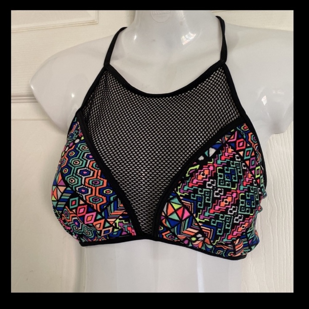 Summer Colorful Halter bikini top w/ mesh insert!!!  Size XL